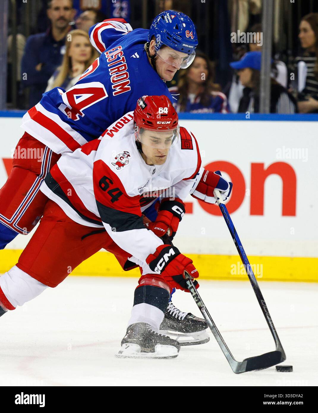New York Rangers center Adam Edstrom (84) and Carolina Hurricanes ...