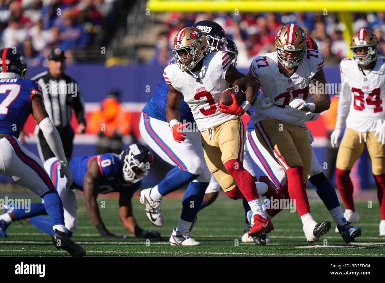 San Francisco 49ers wide receiver Brian Robinson Jr. (3) breaks a ...
