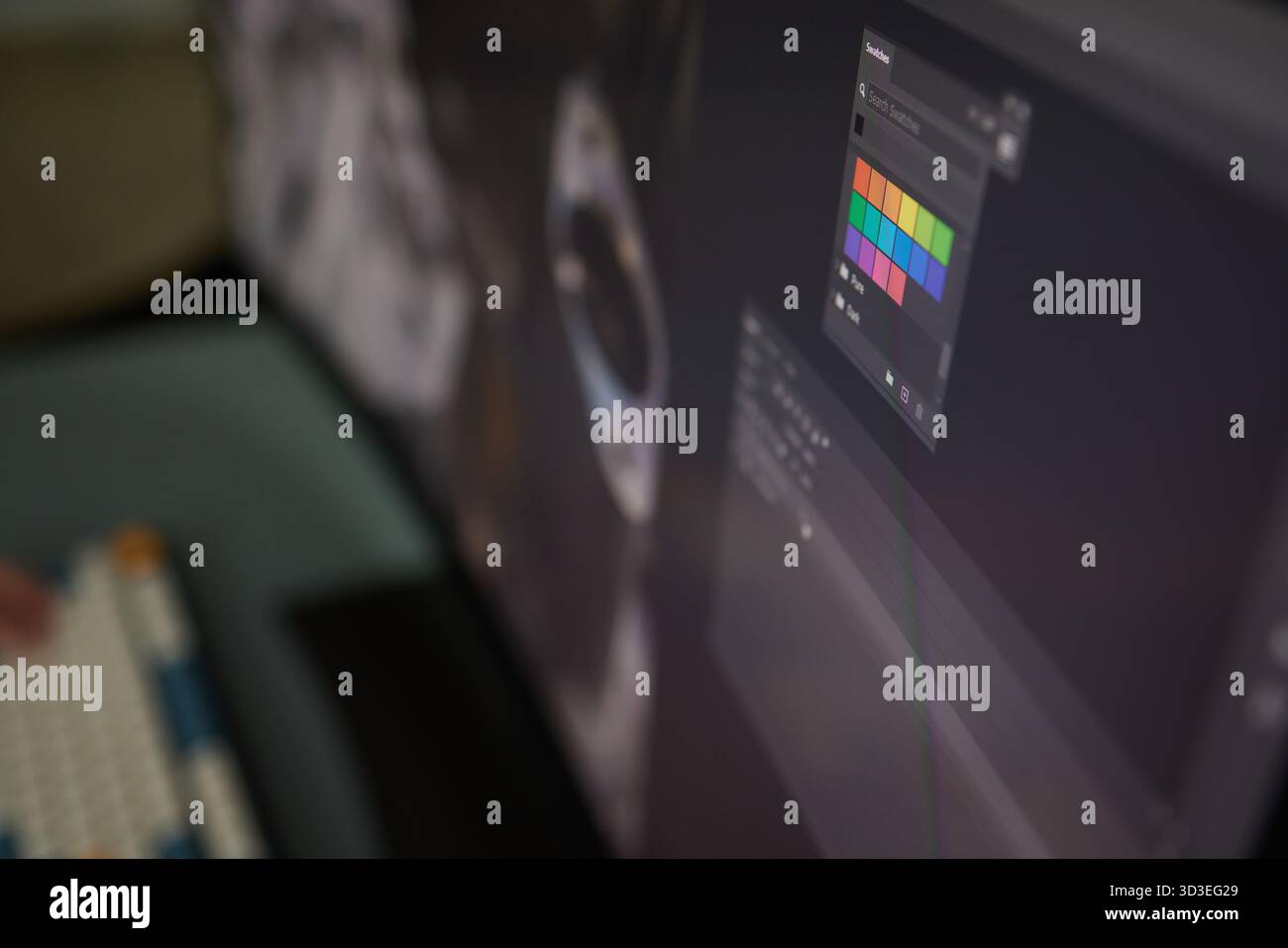 Designer Editing Photo On Computer In Office Stock Photo