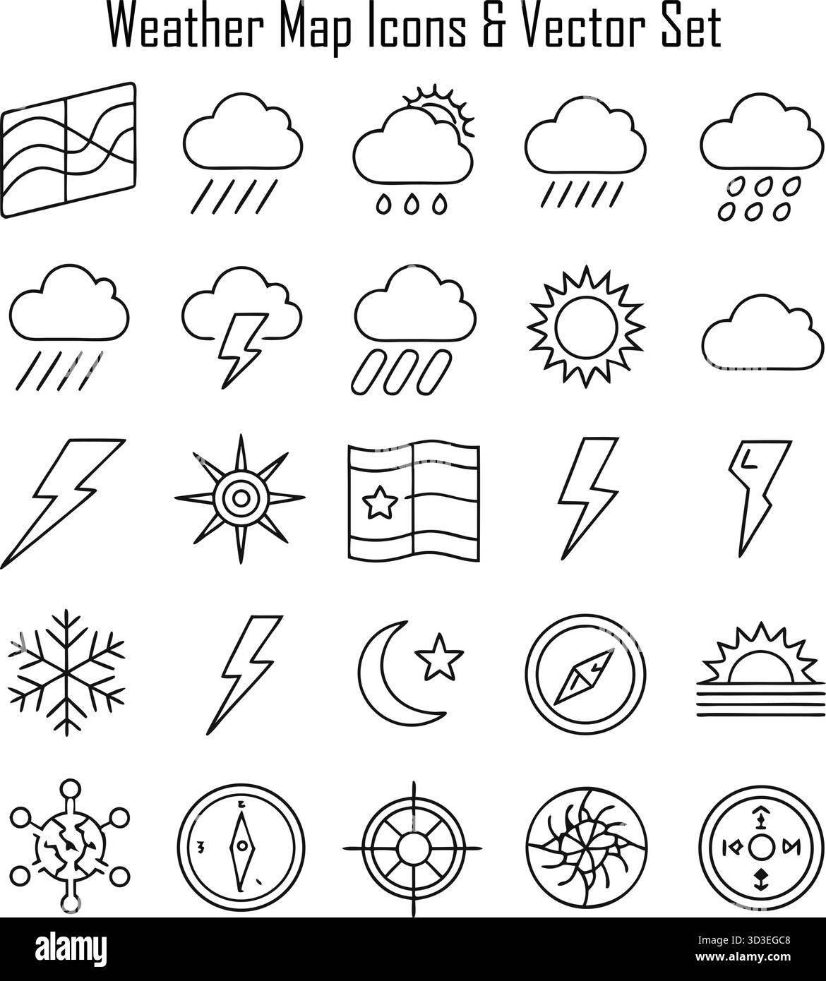 Cartoon weather map Black and White Stock Photos & Images - Alamy
