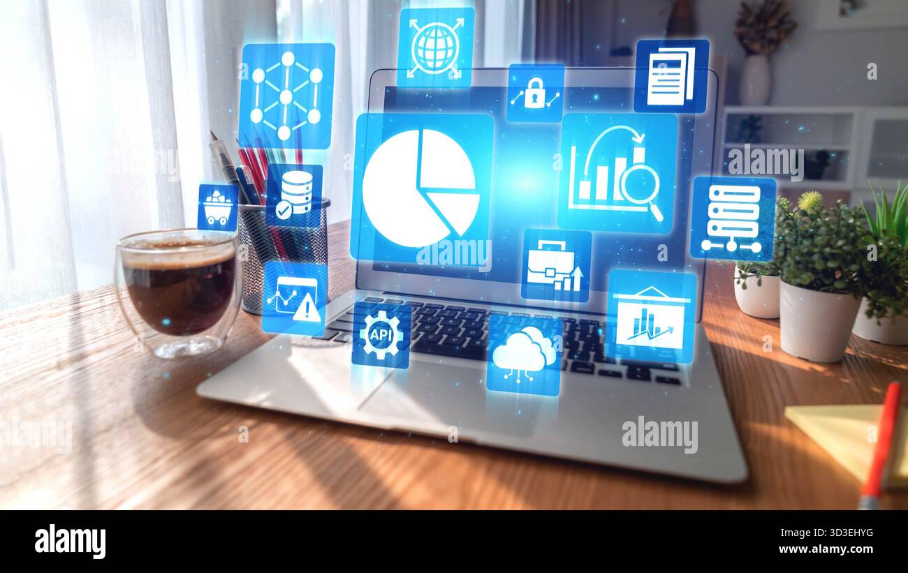 Data analytics and big data strategy for real-time analytics, predictive data modeling, business intelligence analytics, and data-driven decision Stock Photo