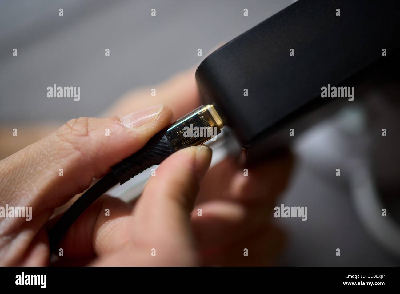 Charging devices that feature multiple ports and connectors for versatile connectivity Stock Photo