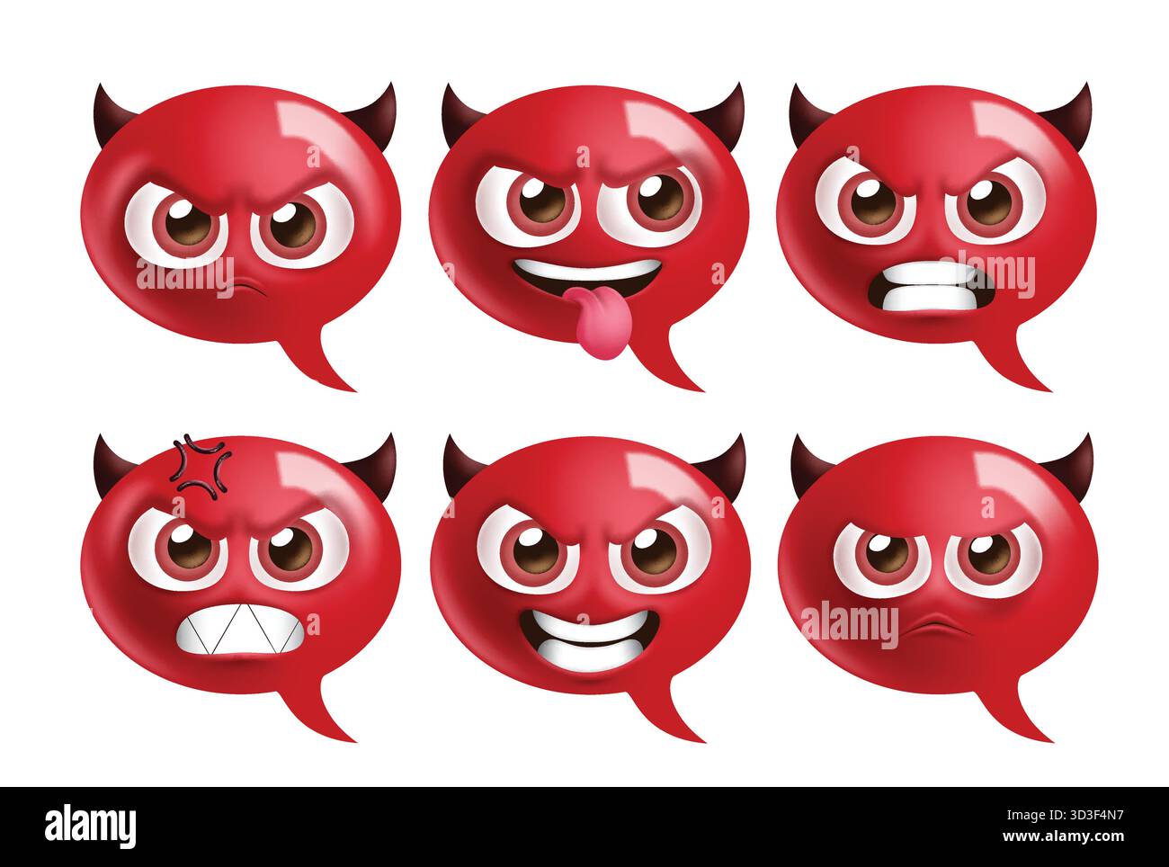 Emoji angry face red icon clipart set. Red emoji face with angry, silly ...
