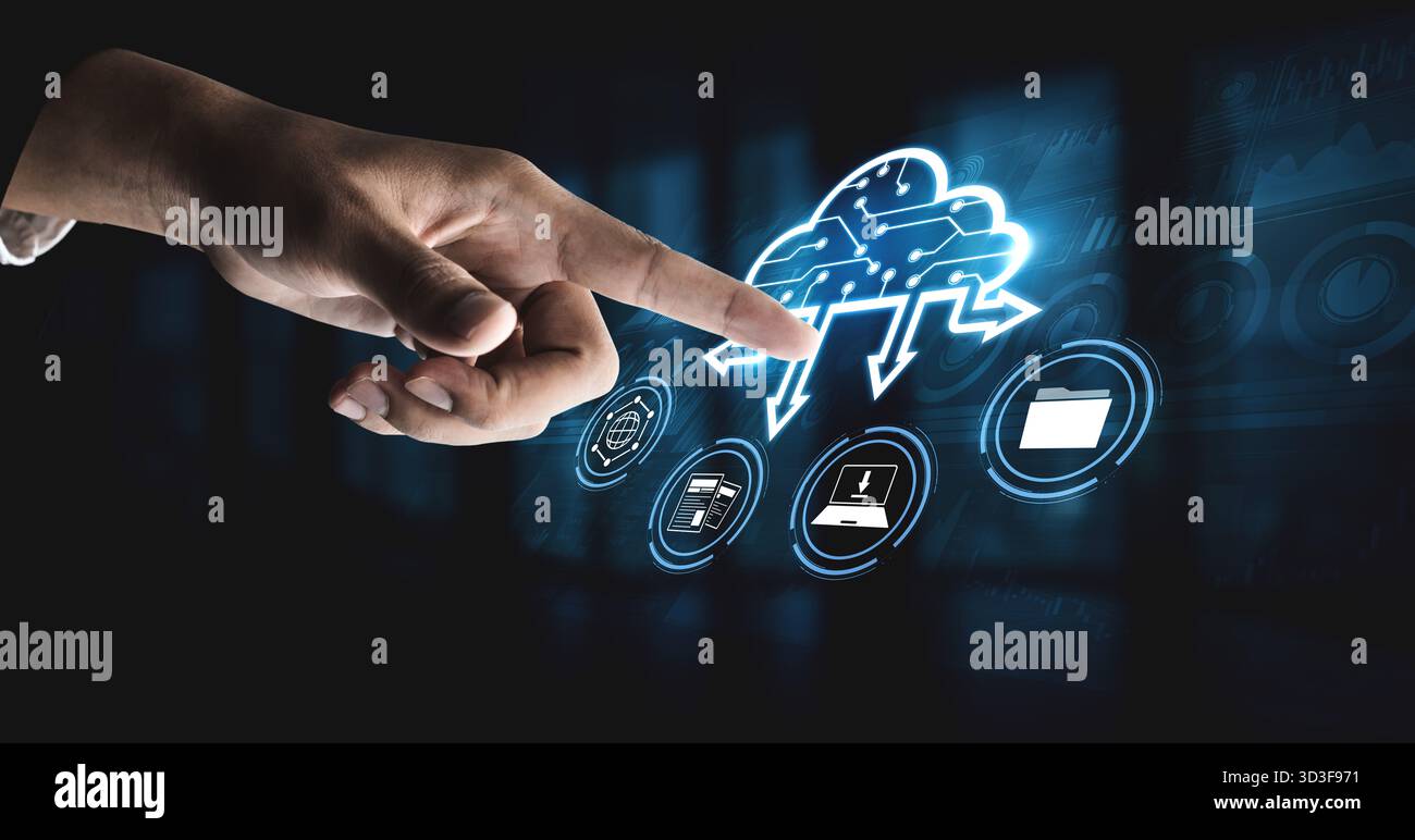 Cloud computing enables digital growth with secure data storage, scalable infrastructure, and strategic cloud-based business solutions. Vouch Stock Photo