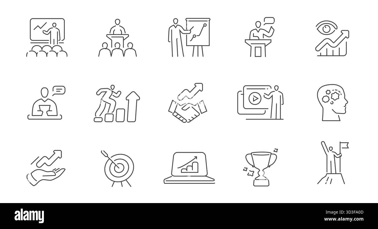 Business icon web icons. Thin outline signs and symbols. Commercial ...