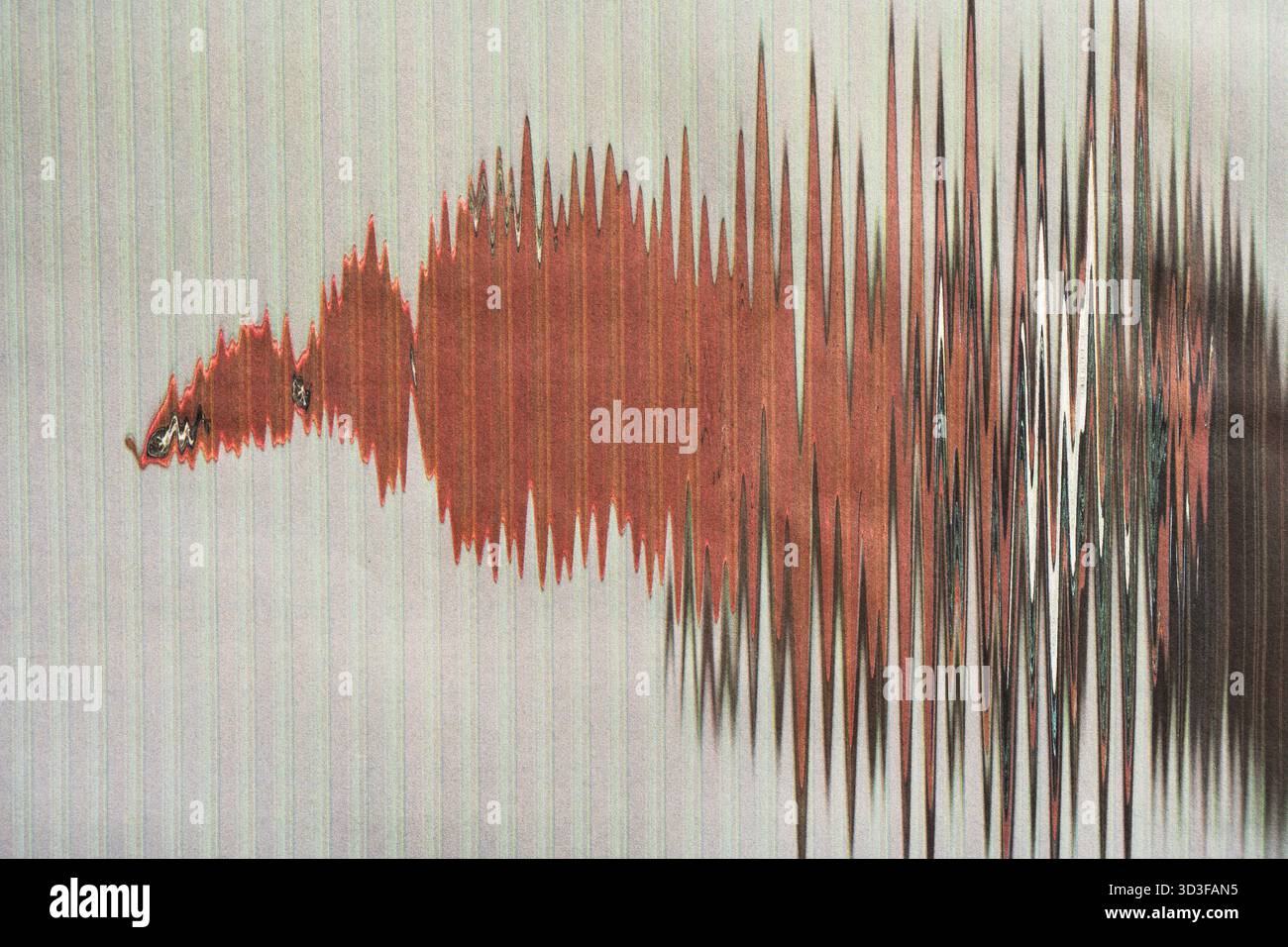 Distorted red waveform created from photocopy art technique Stock Photo