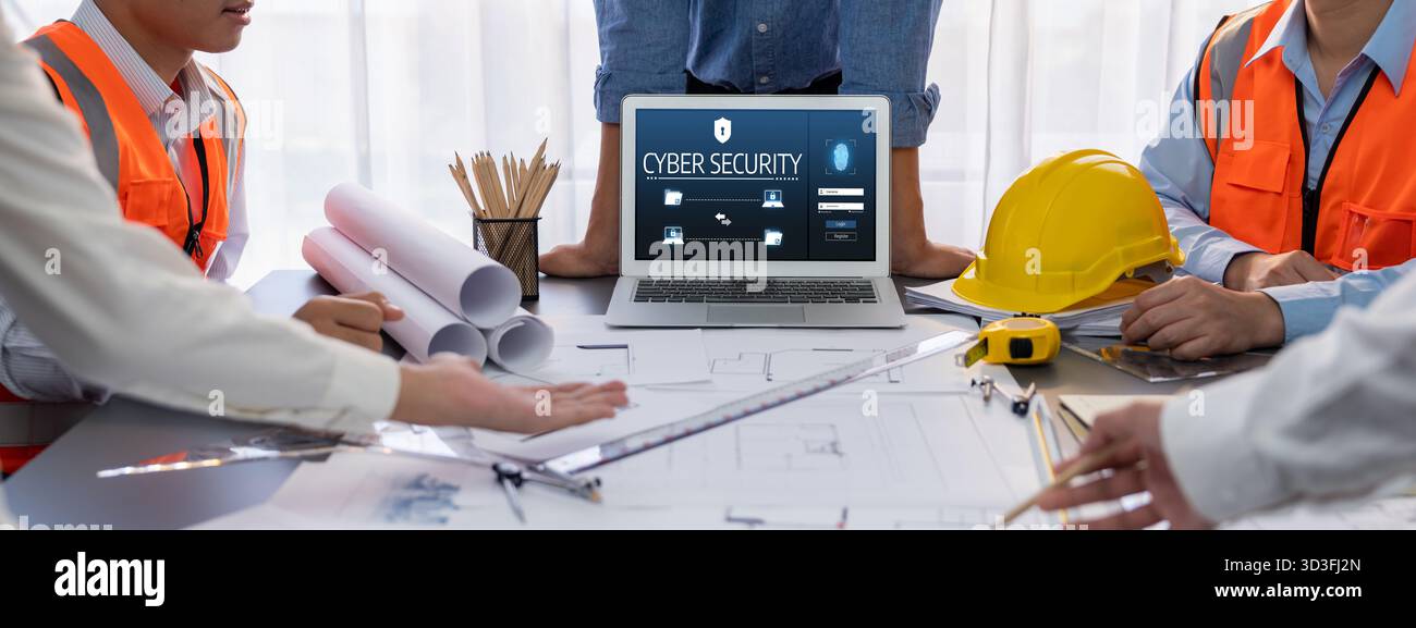 Cyber security system on computer screen protect private information brisk from hacker and cyber attack Stock Photo