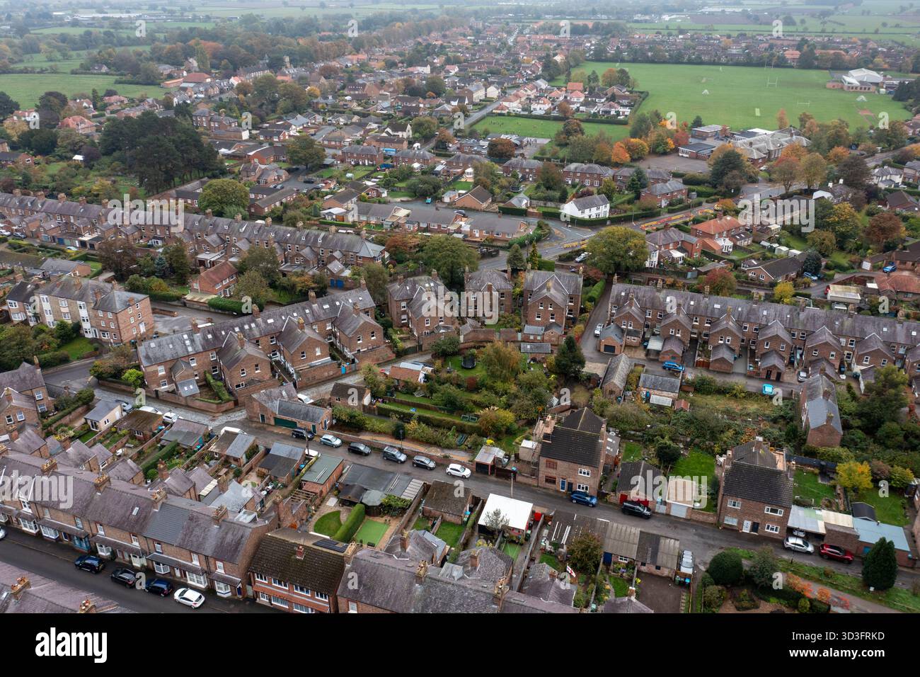 Aerial drone photo of the market town of Thirsk in North Yorkshire ...