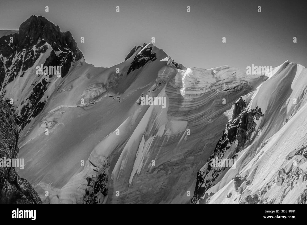 Sharp Ridges Head arêtes, sharp narrow ridges in the French Alps near Chamonix Mont Blanc ...