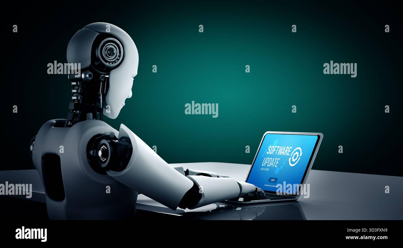 Software update on computer for modish version of device software upgrade Stock Photo