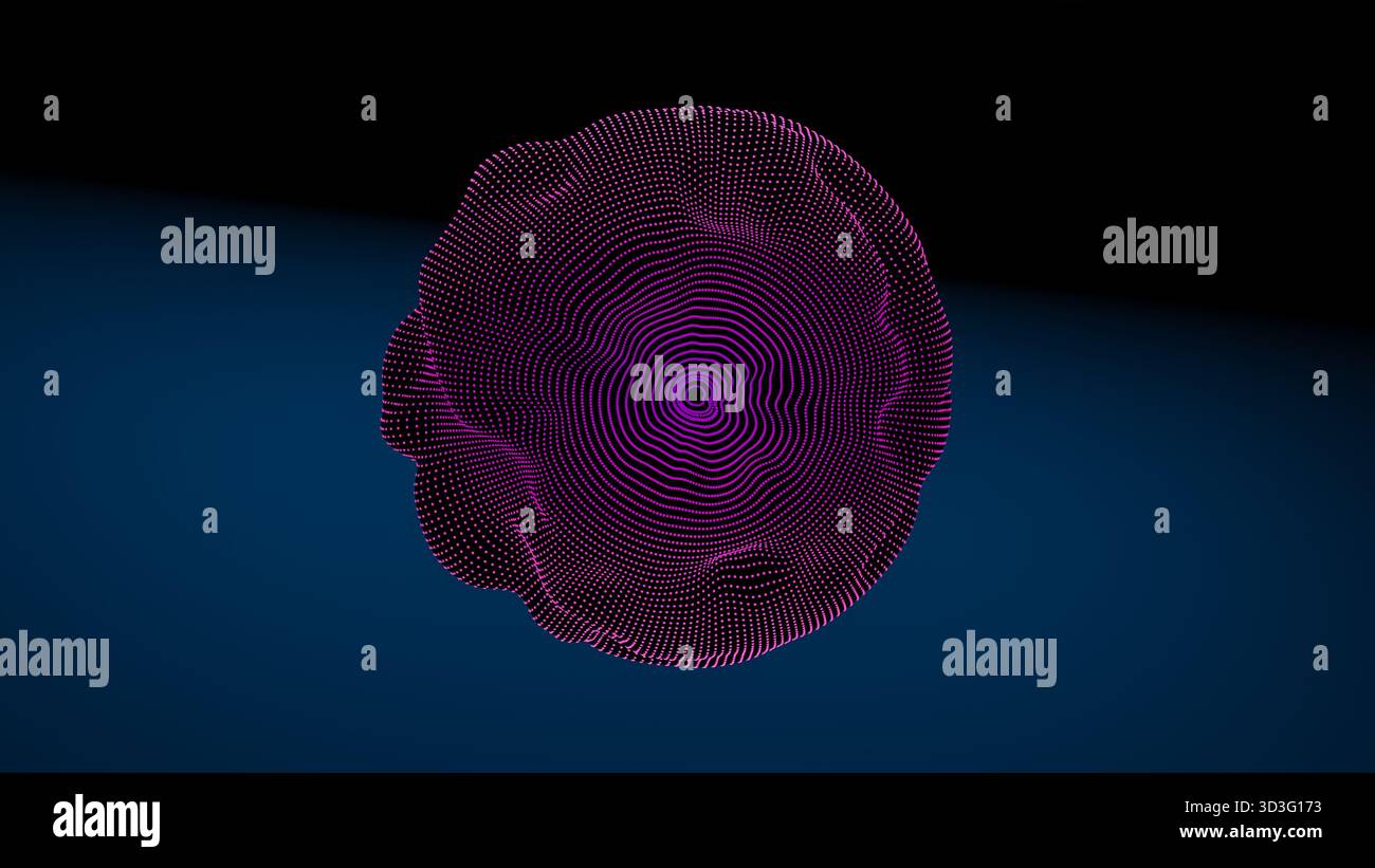 A vibrant abstract scene features circular patterns emerging from a dark background, highlighting depth and technological design. Stock Photo