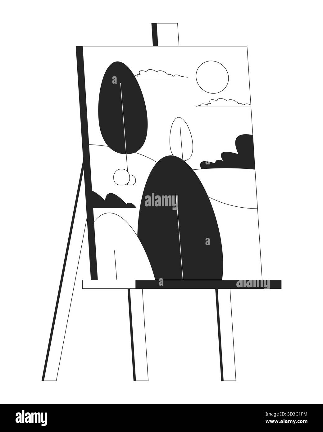 Easel with landscape painting 2D line object Stock Vector Image & Art ...