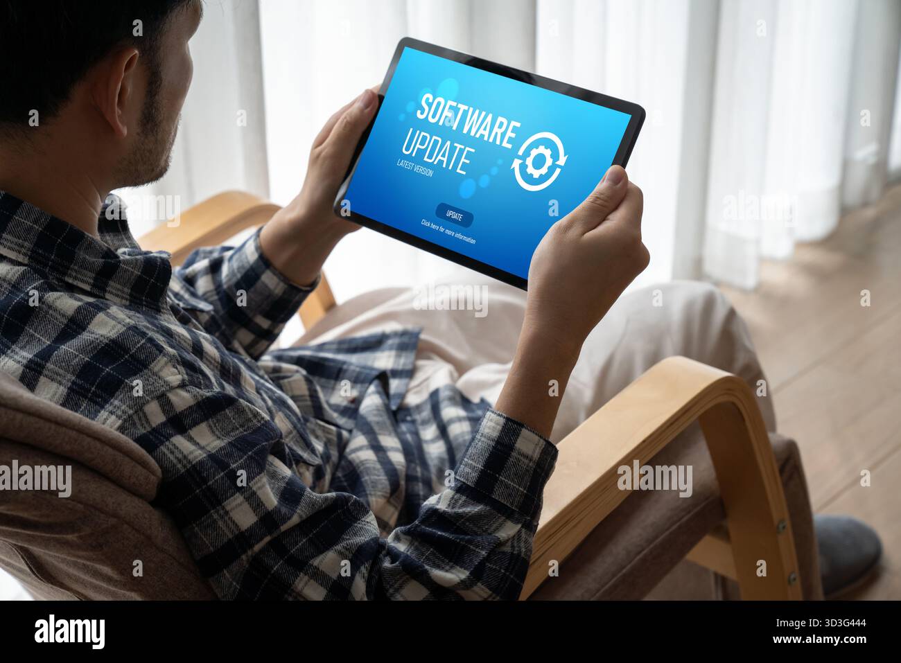 Software update on computer for modish version of device software upgrade Stock Photo