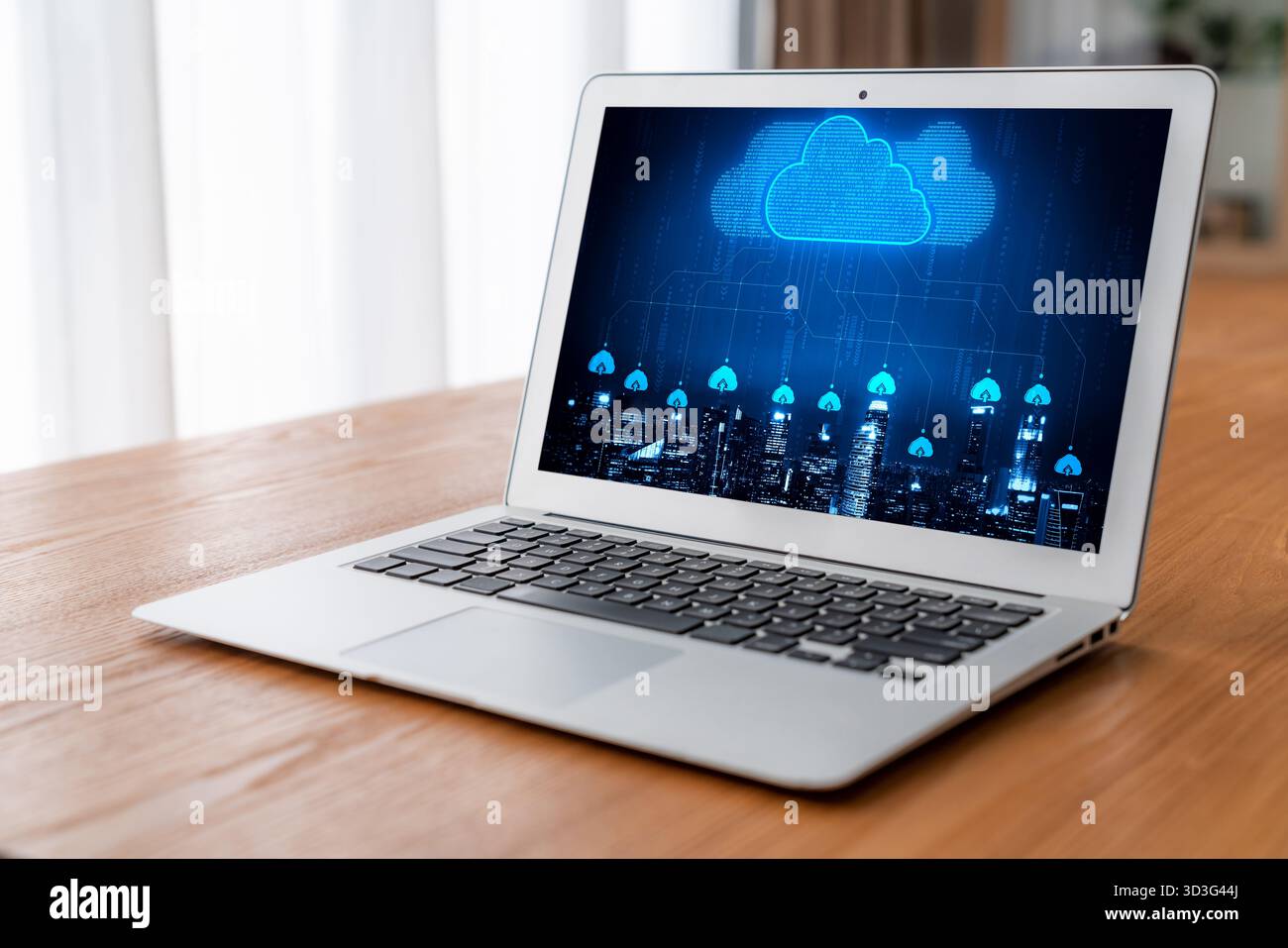 Cloud computing software for modish remote work and personal data storage Stock Photo