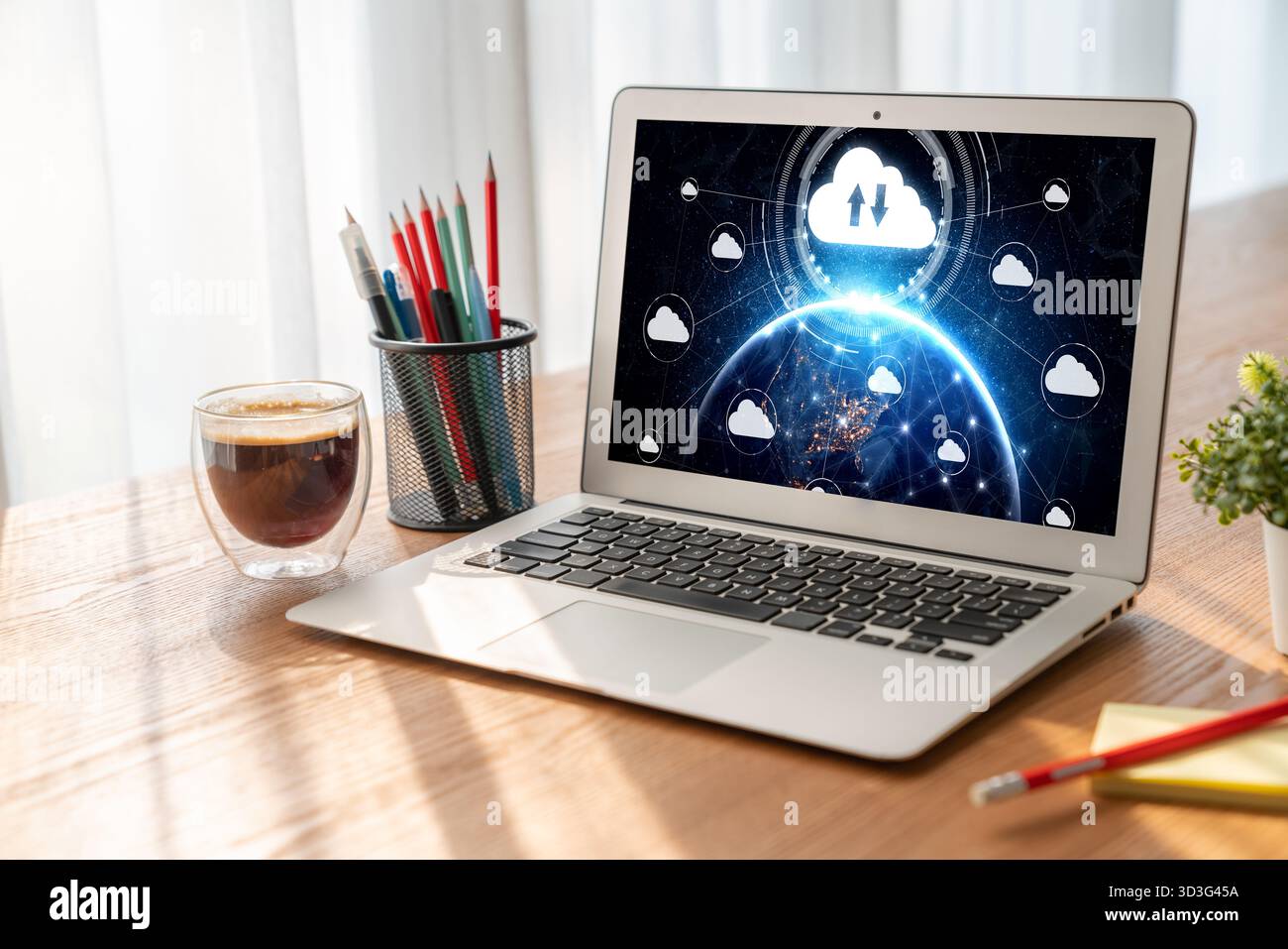 Cloud computing software for modish remote work and personal data storage Stock Photo