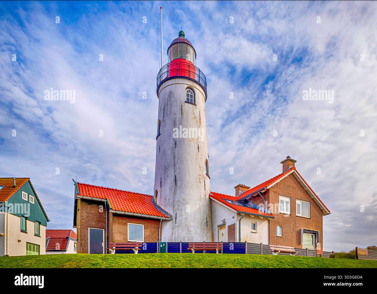 Vuurtoren van Urk - Urk Lighthouse Stock Photo