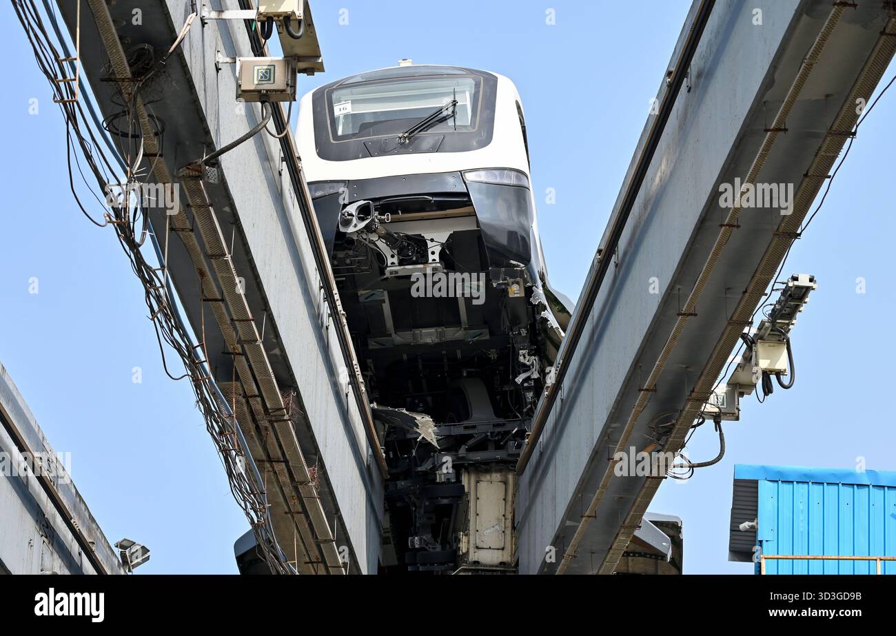 Auto Racks Derailment MUMBAI, INDIA - NOVEMBER 5: The new Monorail racks derailed outside the ...