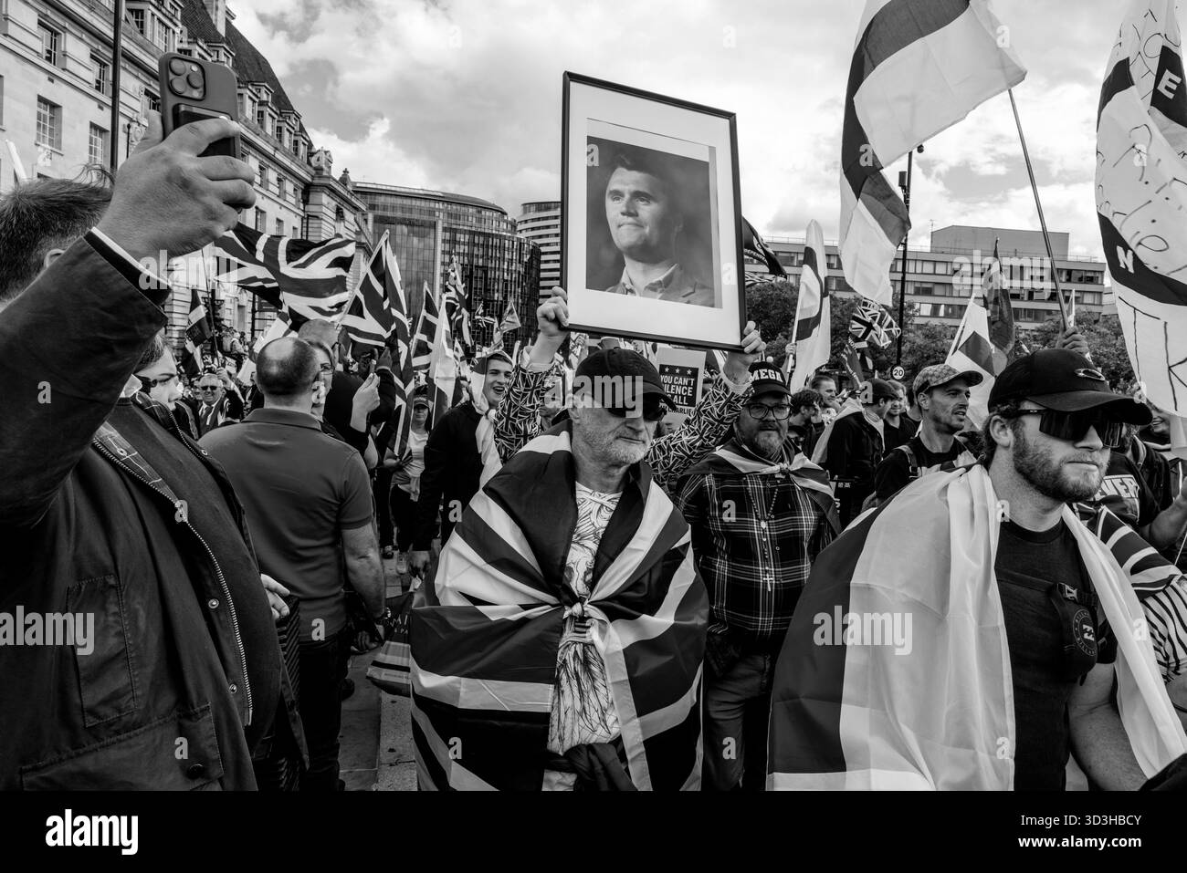 People March Over Westminster Bridge Waving Cross of St George and ...