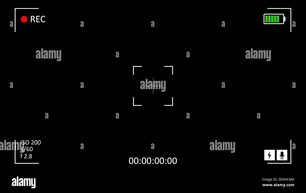 Camera recording screen overlay. Timecode and recording indicator ...