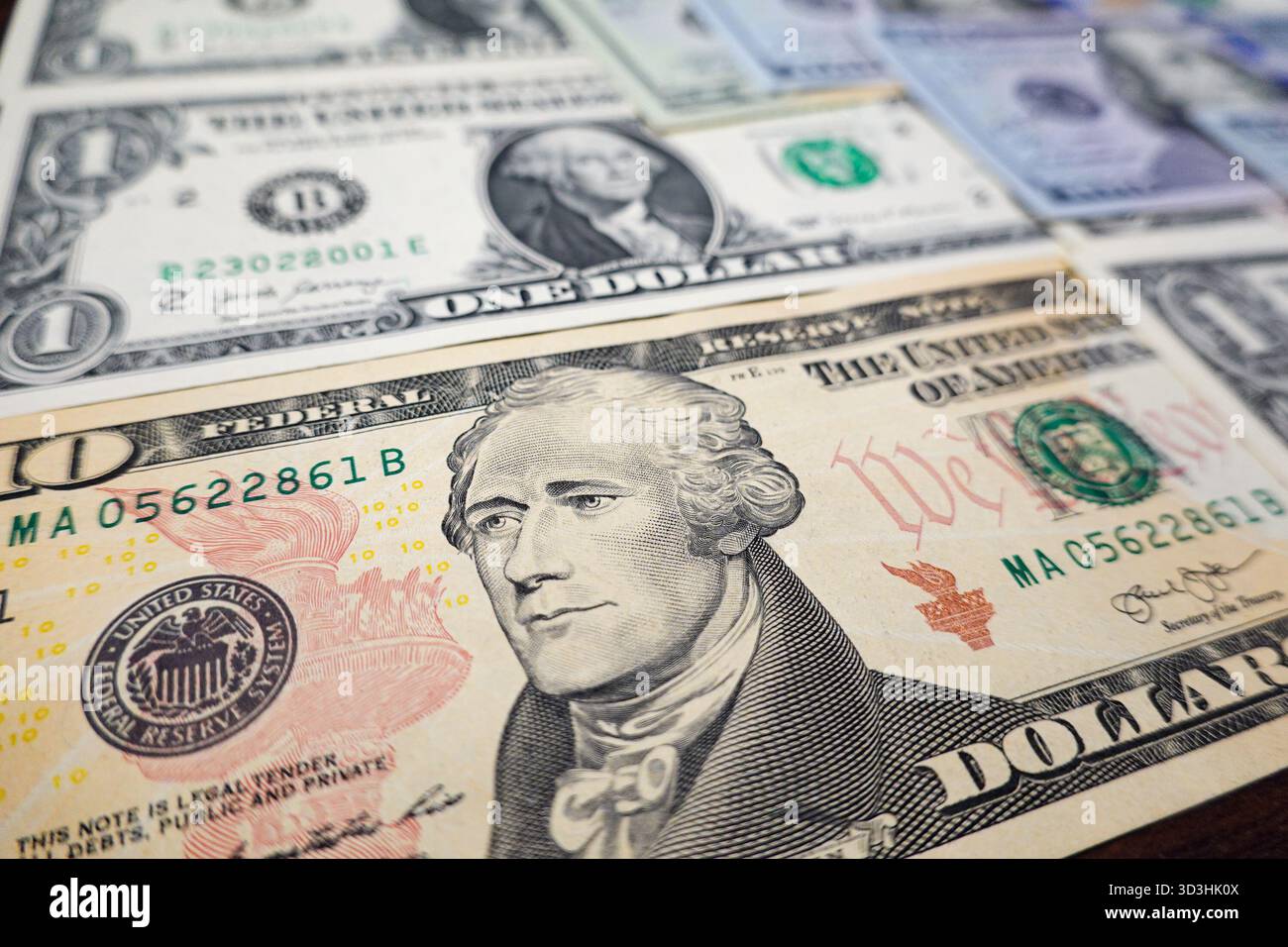 In this photo illustration, a $10 US dollar bill featuring Alexander ...