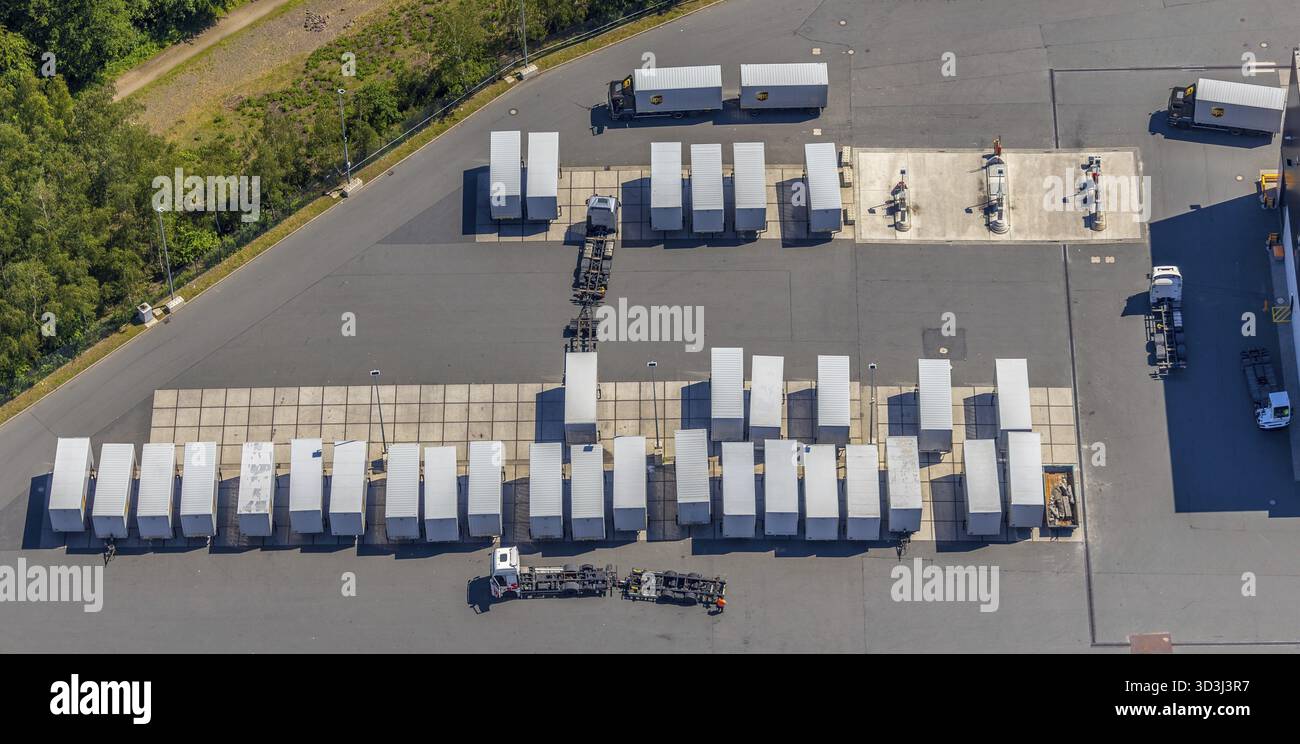 Aerial view of UPS depot Herne-Boernig with parking lot and truck ...