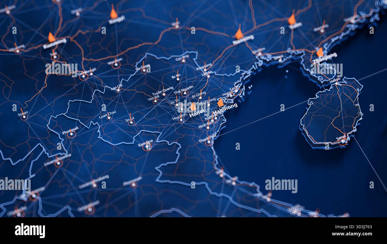 Visual Map Data Hanoi map big data visualization. Futuristic map infographic of city in ...
