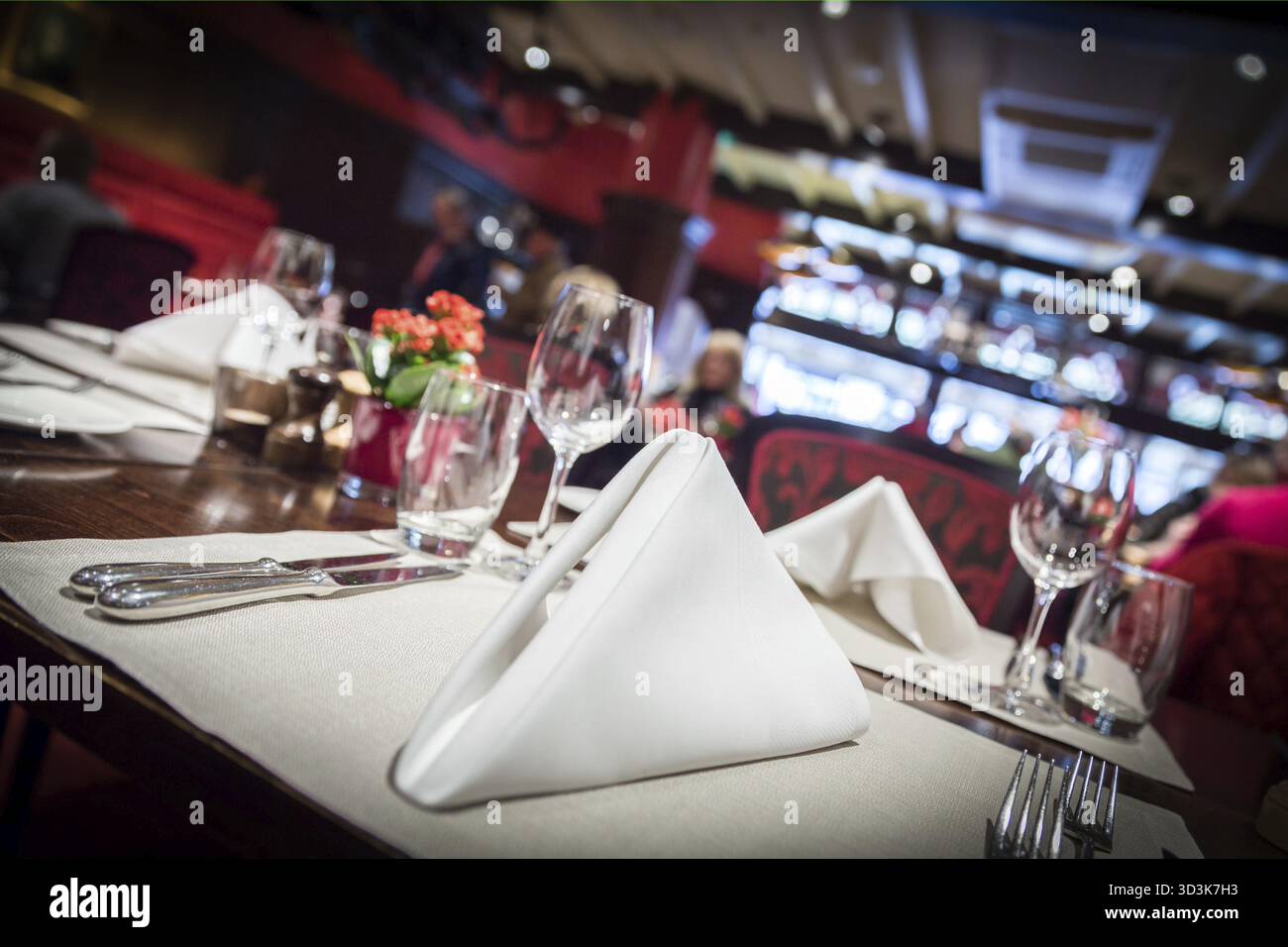 Fine table setting in a luxurious restaurant Stock Photo