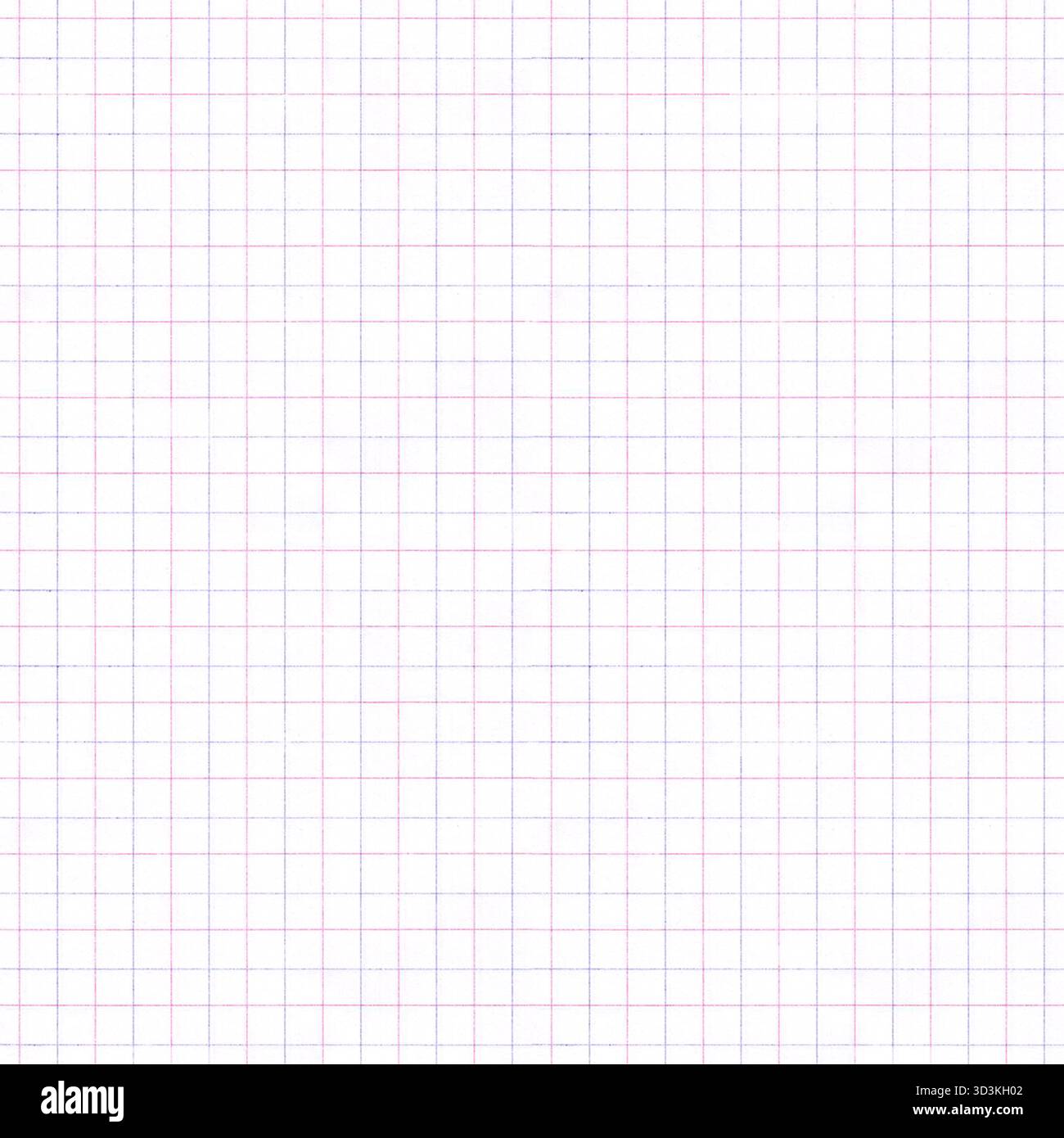 Squared math school notebook textured grid paper seamless pattern. Abstract empty blank square background. White color grunge texture. Copy space. Stock Photo