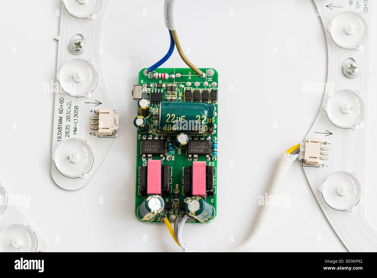 Image shows an electronic circuit board, specifically a constant current LED driver board. Stock Photo