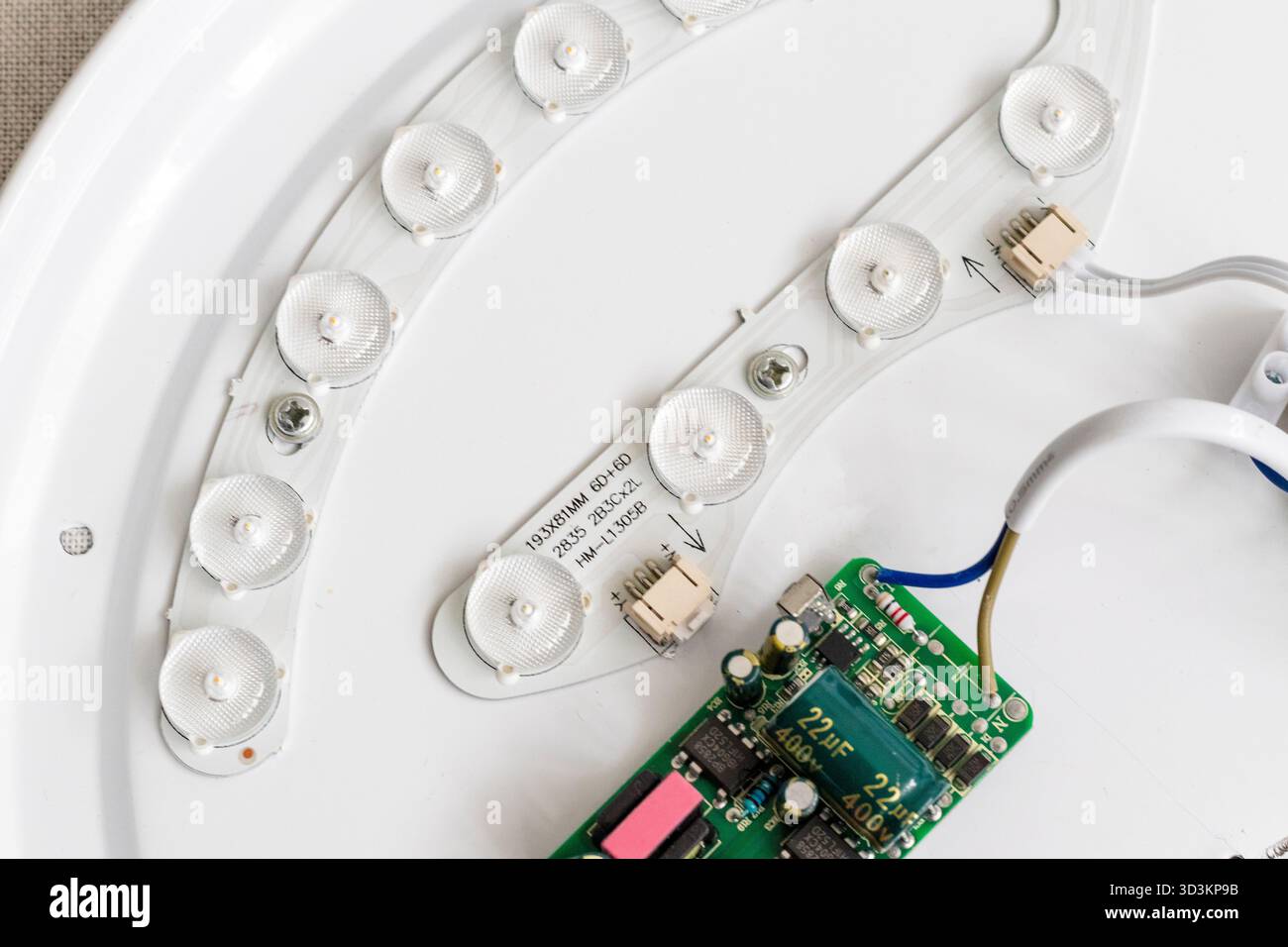 Image shows an electronic circuit board, specifically a constant current LED driver board. Stock Photo