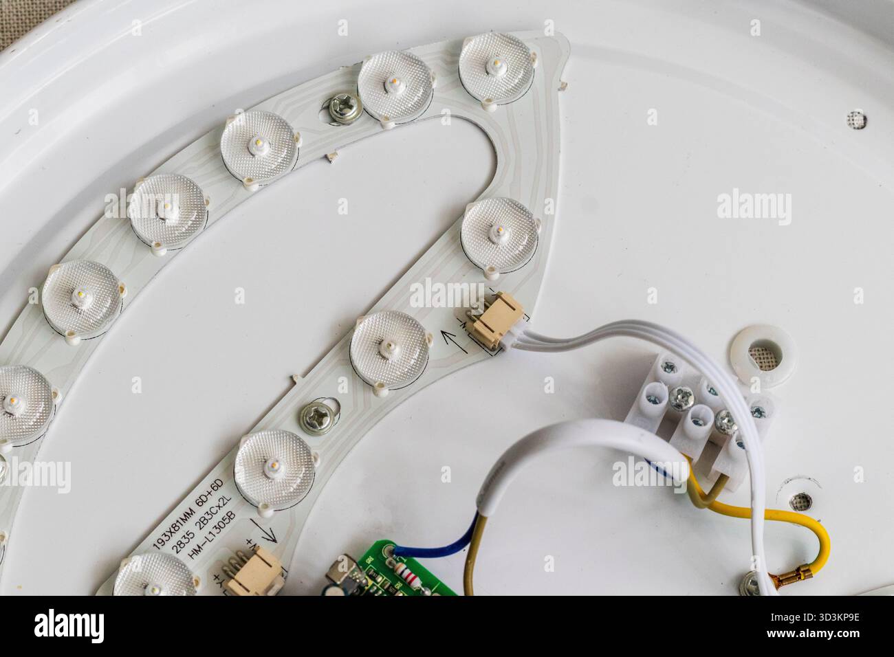 Image shows an electronic circuit board, specifically a constant current LED driver board. Stock Photo
