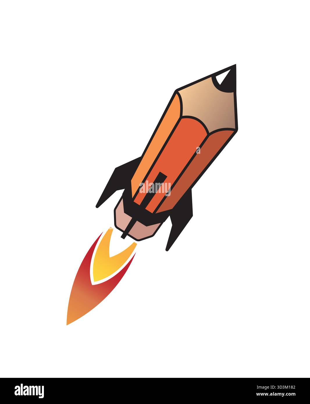 Rocket Pen Logo Flying Pencil Vector Flight Object Symbol Design Illustration Stock Vector