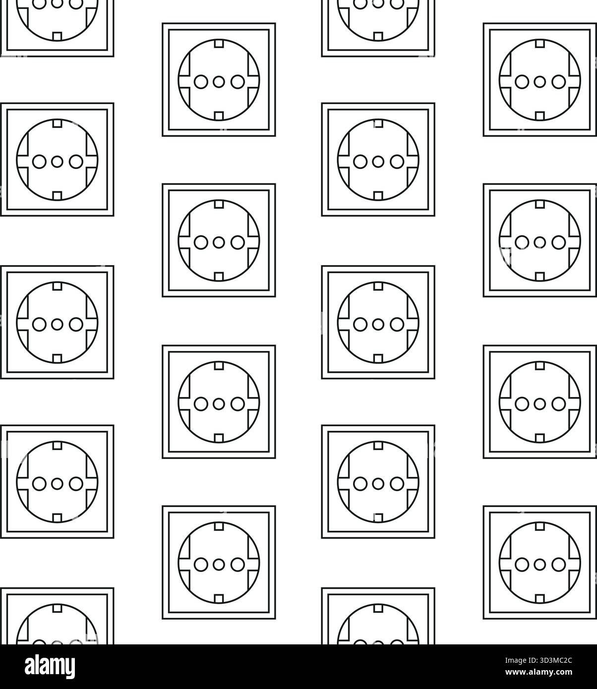 Vector seamless pattern of flat socket isolated on white background Stock Vector