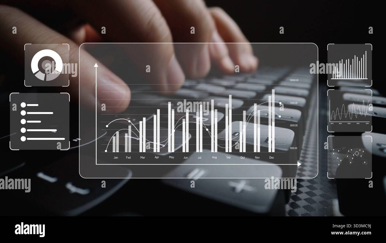 Data analytics and big data strategy for real-time analytics, predictive data modeling, business intelligence analytics, and data-driven decision Stock Photo