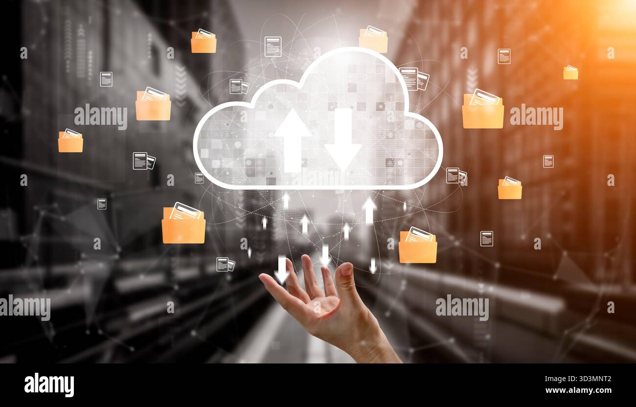 Cloud computing enables digital growth with secure data storage, scalable infrastructure, and strategic cloud-based business solutions. Vouch Stock Photo