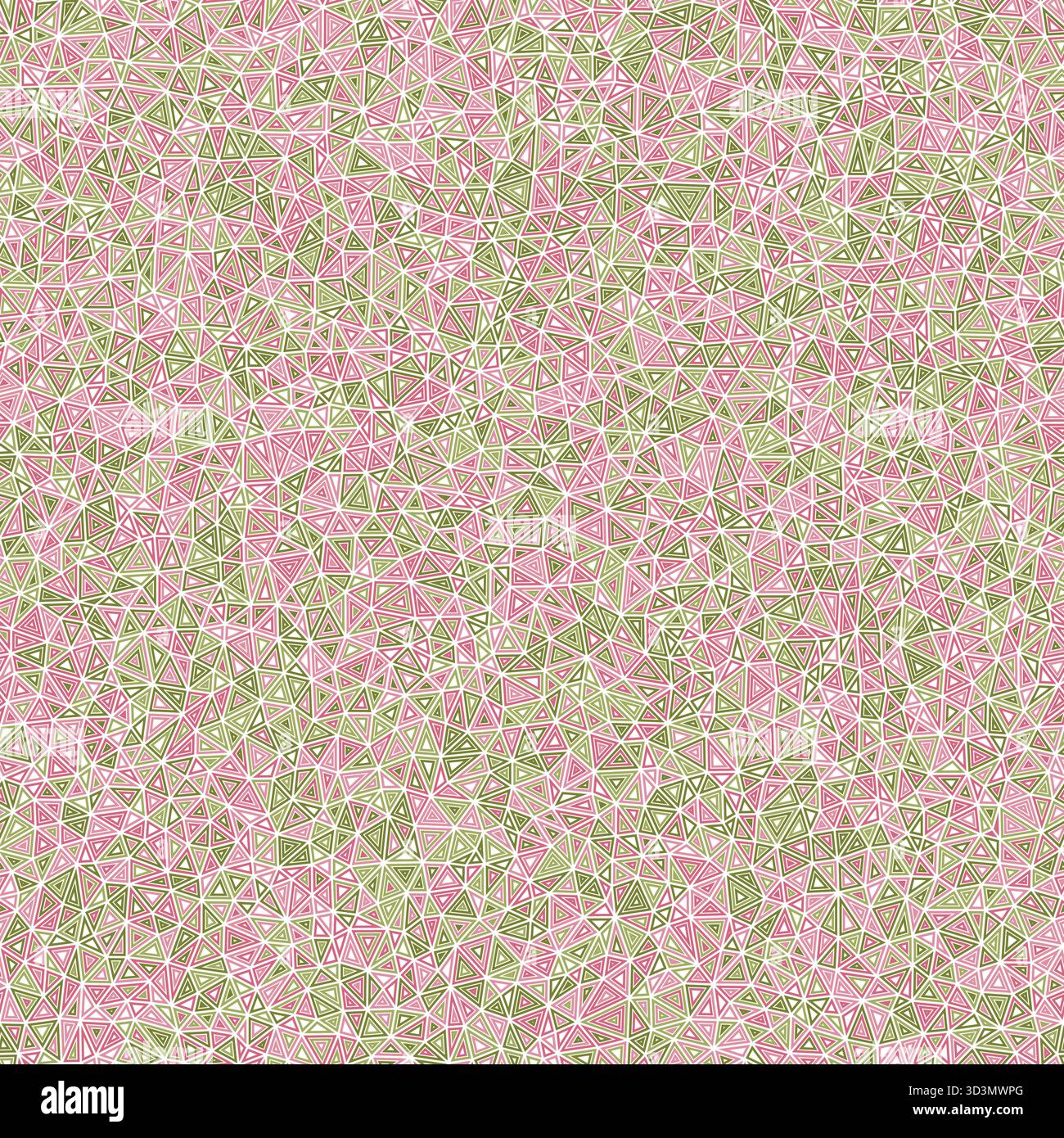 Geometric background. Tiny triangles in size. Multiple repeated inner triangles. Multicolored style. Repeatable pattern. Awesome vector tiles. Stock Vector
