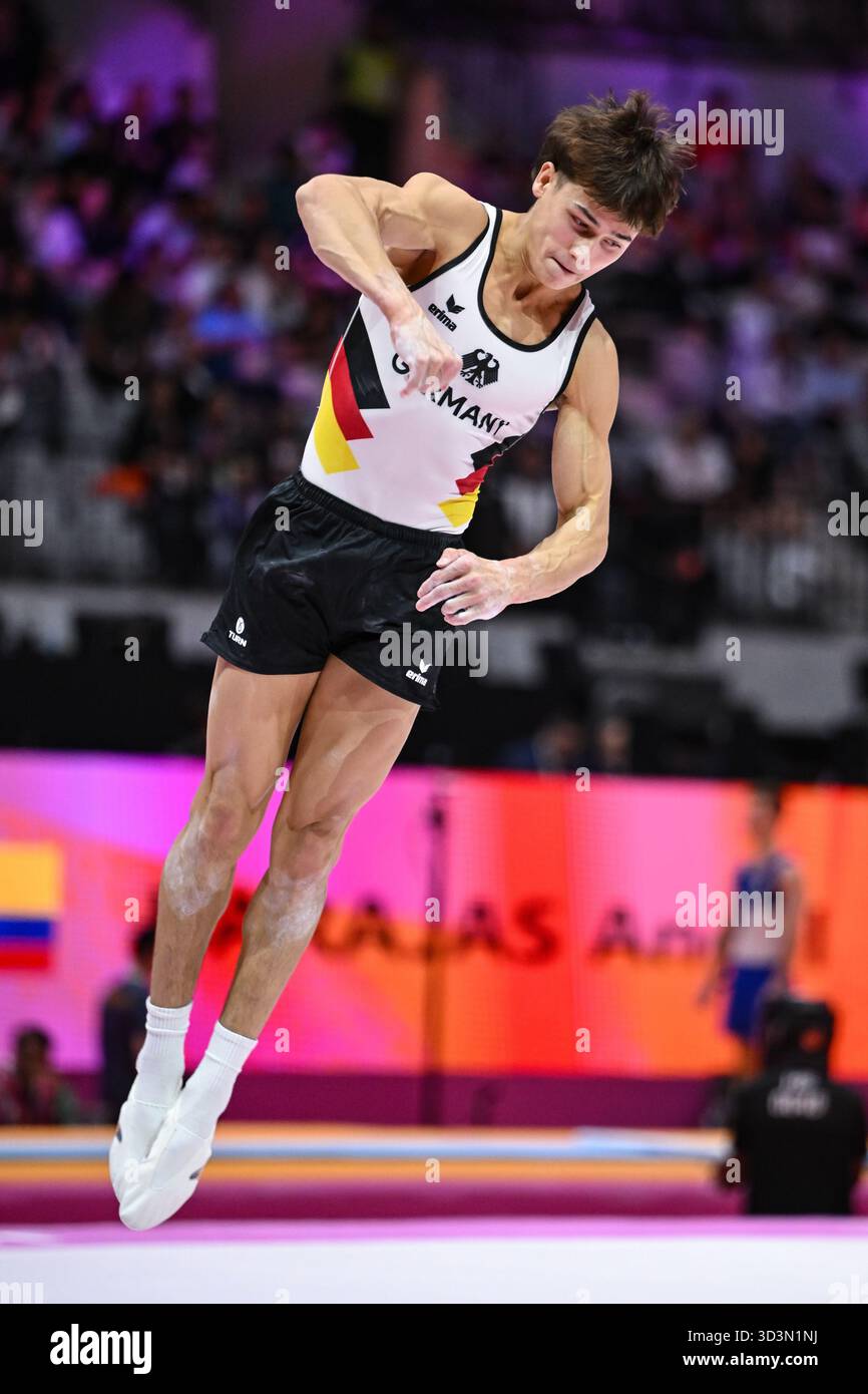 October jakarta indonesia timo eder competes on the floor exercise during the competition held at the indonesia arena in jaka October jakarta indonesia timo eder competes on the floor exercise during the competition held at the indonesia arena in jaka