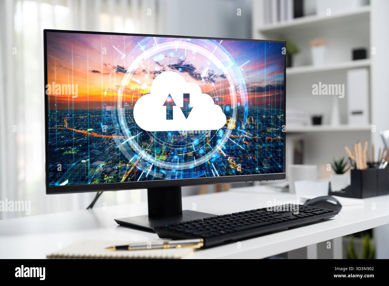 Cloud computing software for brisk remote work and personal data storage Stock Photo