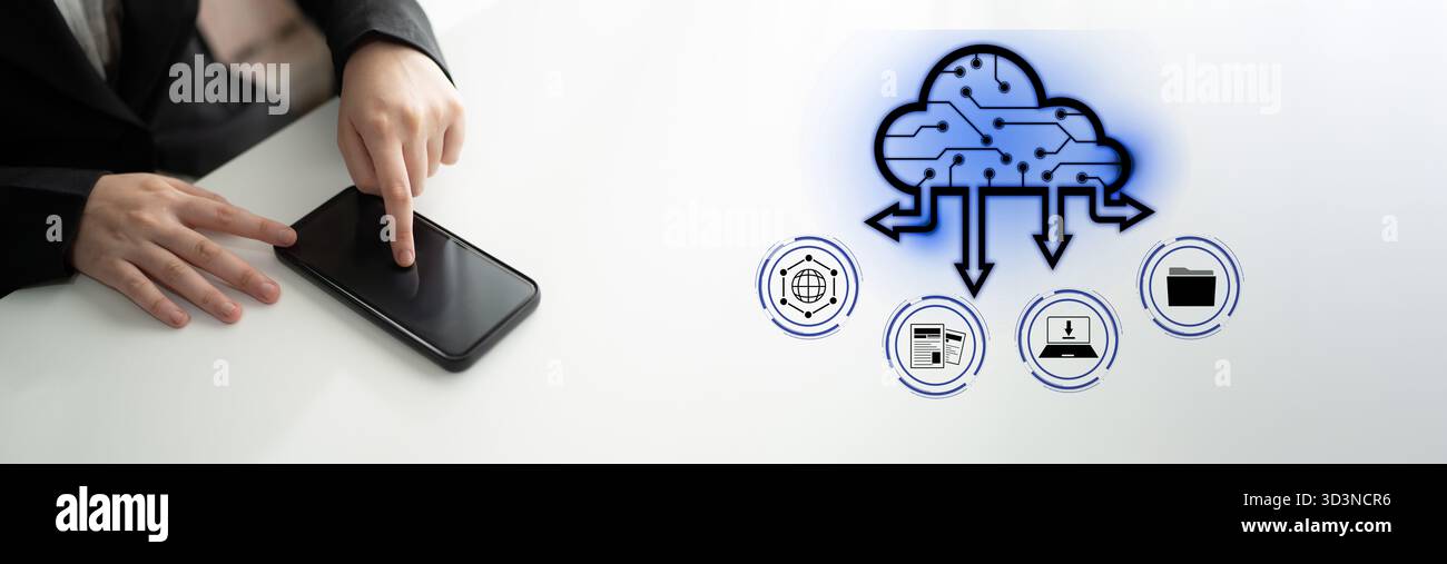 Cloud computing enables digital growth with secure data storage, scalable infrastructure, and strategic cloud-based business solutions. Latch Stock Photo