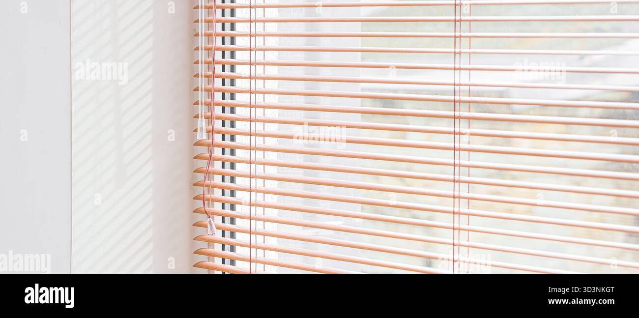 Big window with blinds, closeup Stock Photo