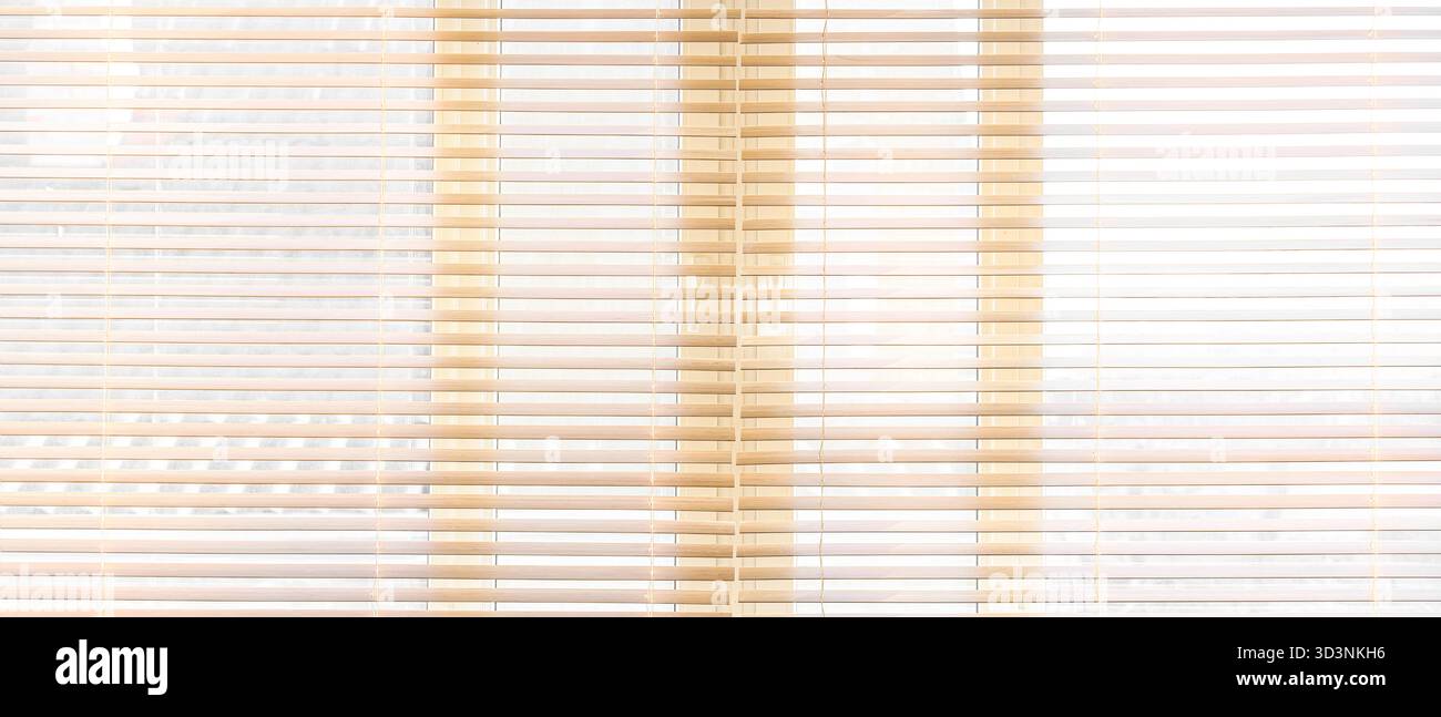 Big window with blinds in room Stock Photo