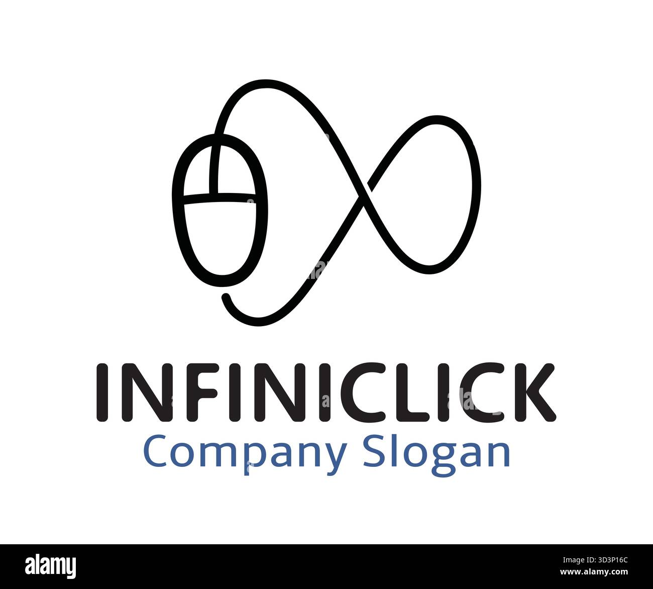 Mouse cable infinity logo endless mouse cursor vector design symbol icon Stock Vector