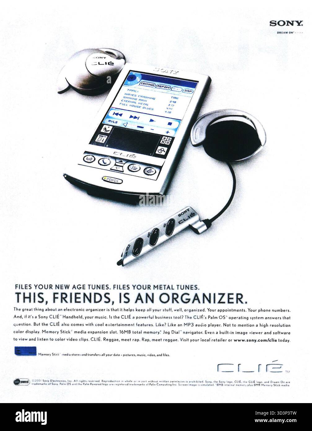 2001 Sony CLIÉ personal digital assistant (PDA), "Personal Entertainment Organizer" with mp3 playback Stock Photo