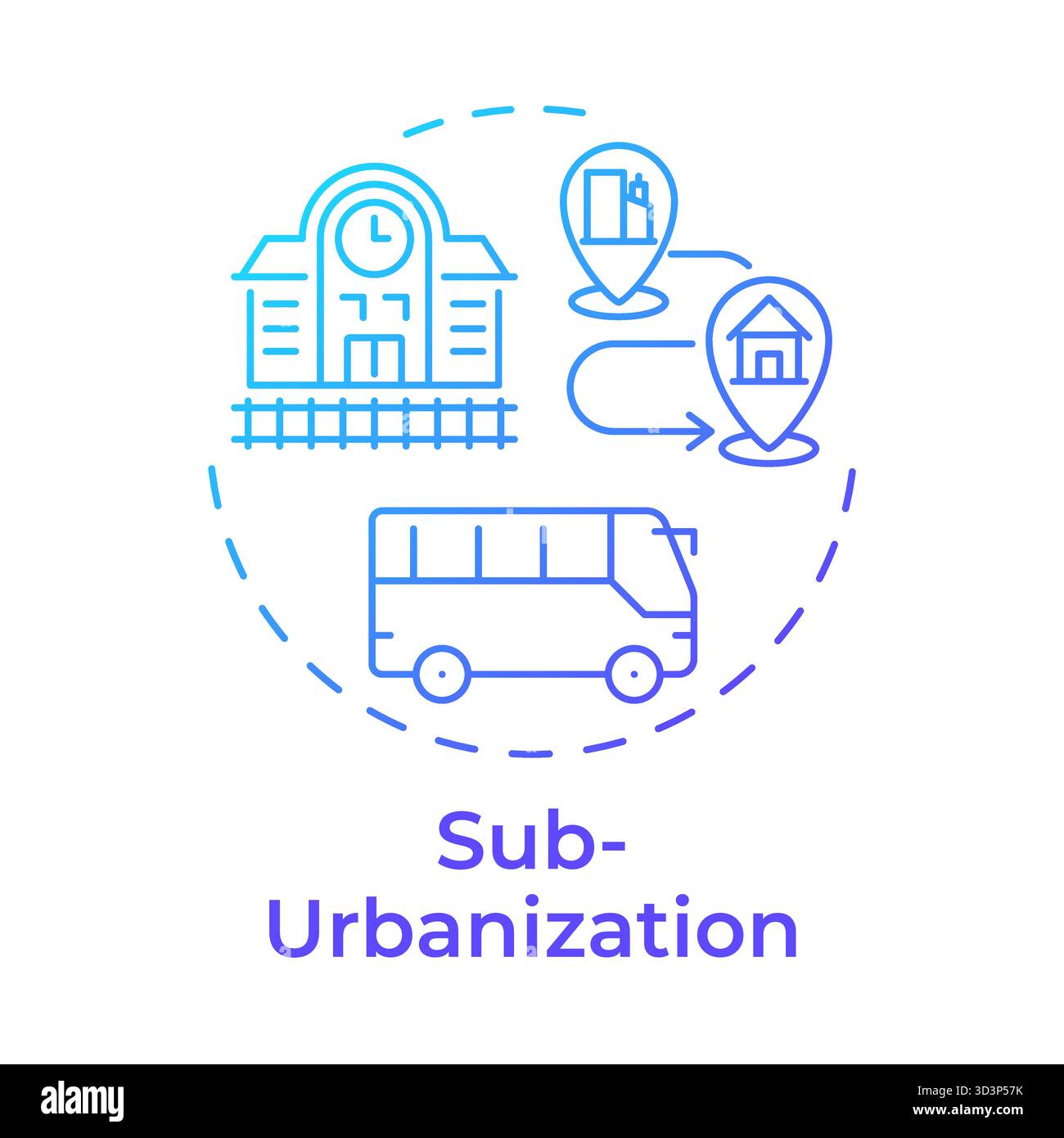 Suburbanization blue gradient concept icon Stock Vector Image & Art - Alamy
