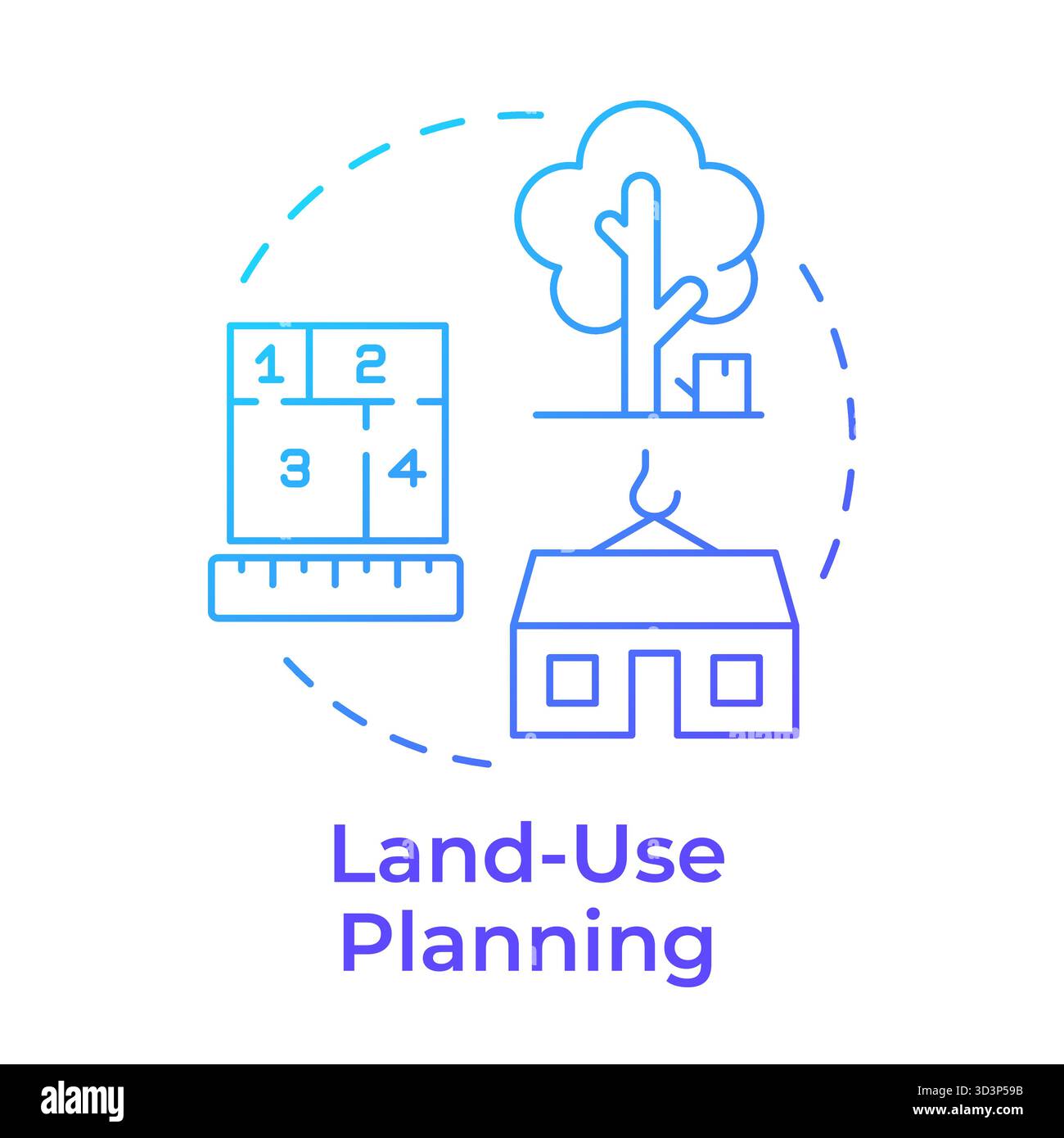 Land use planning blue gradient concept icon Stock Vector