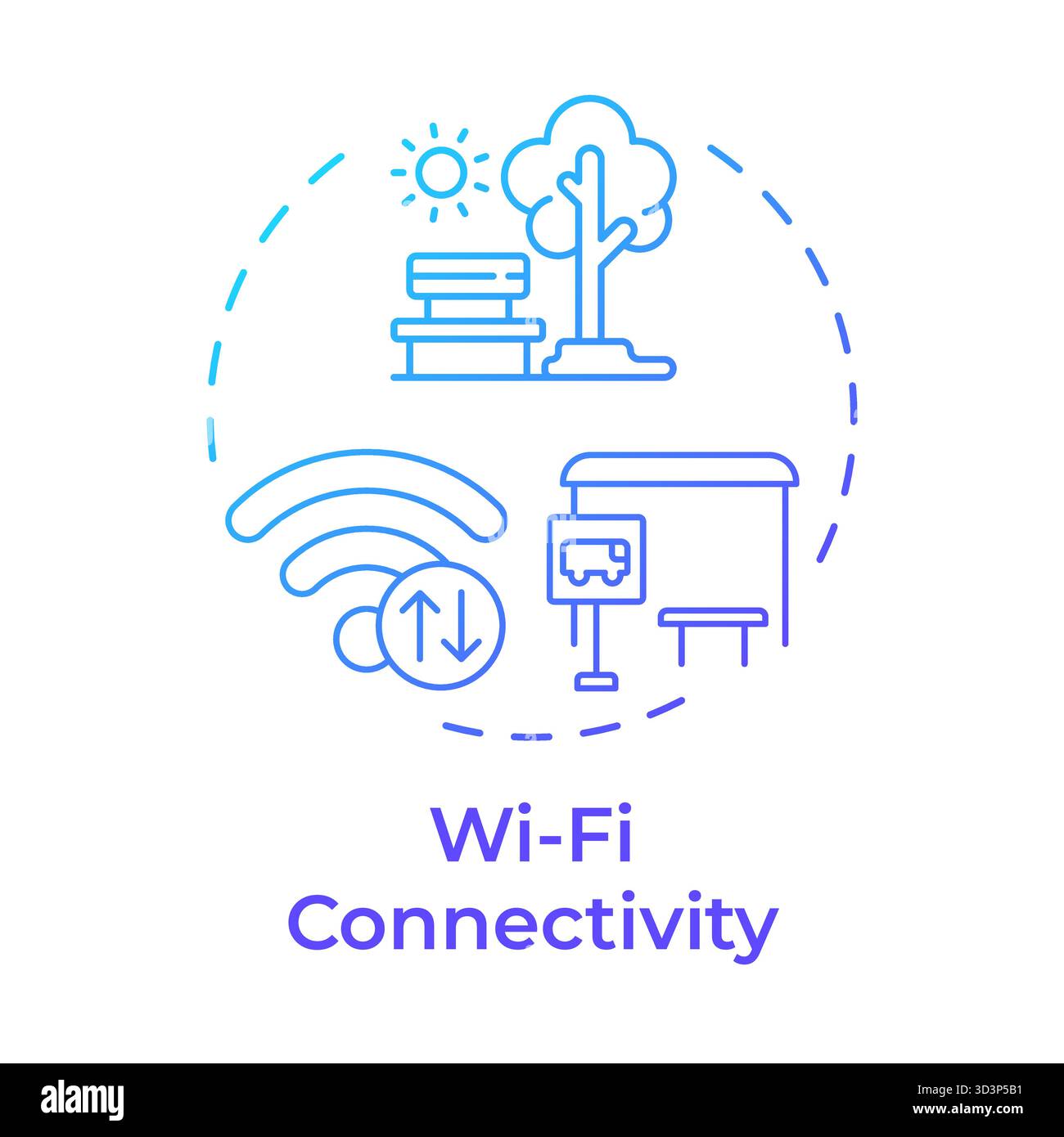 Wi fi connectivity blue gradient concept icon Stock Vector