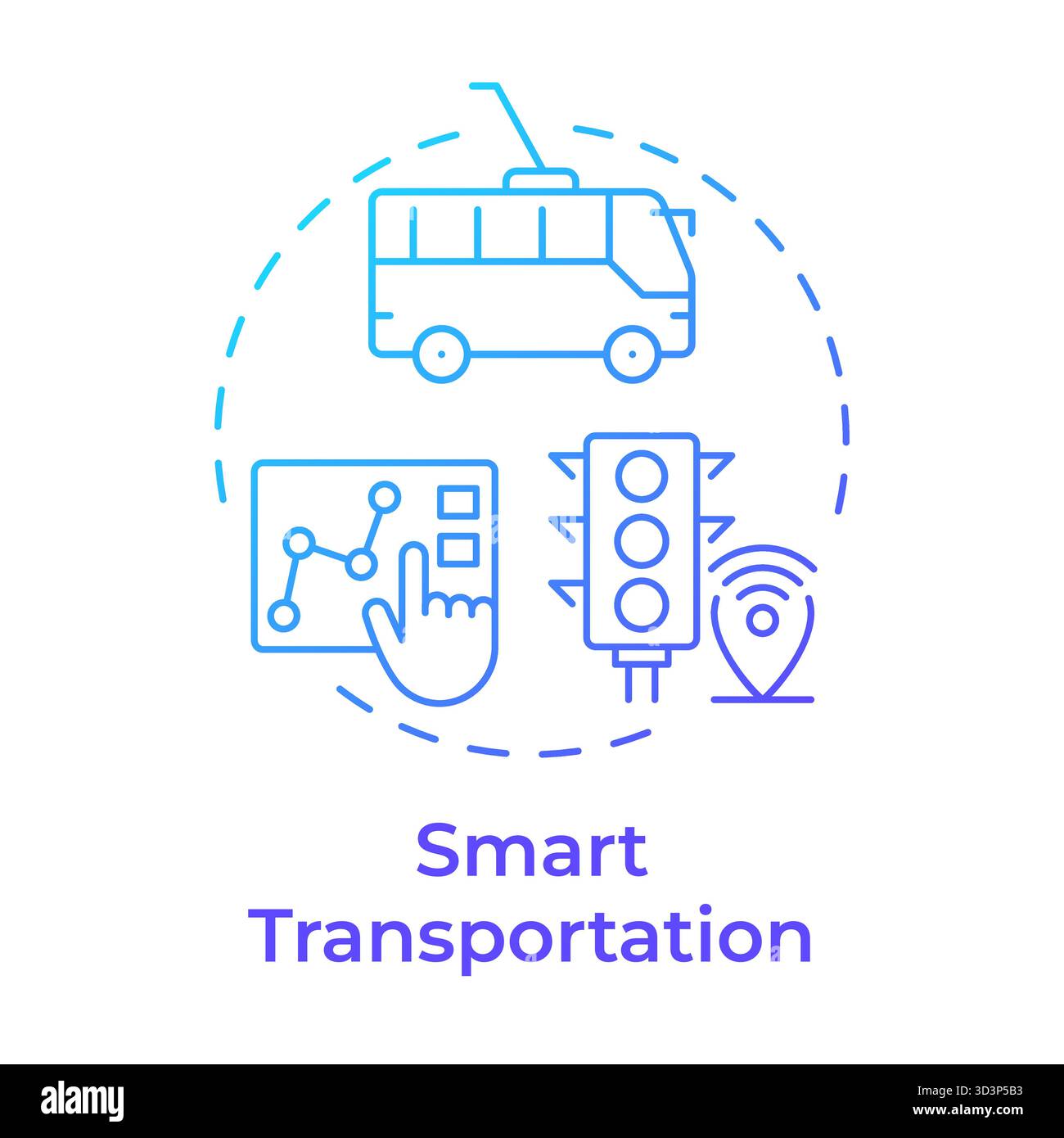 Smart transportation blue gradient concept icon Stock Vector