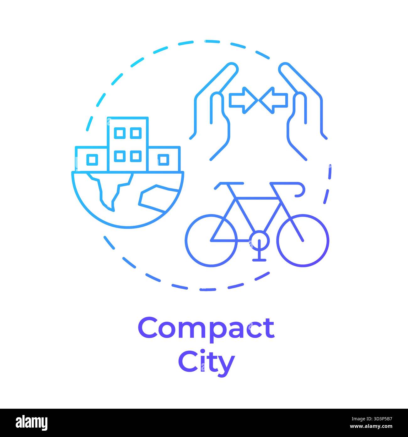 Compact city blue gradient concept icon Stock Vector