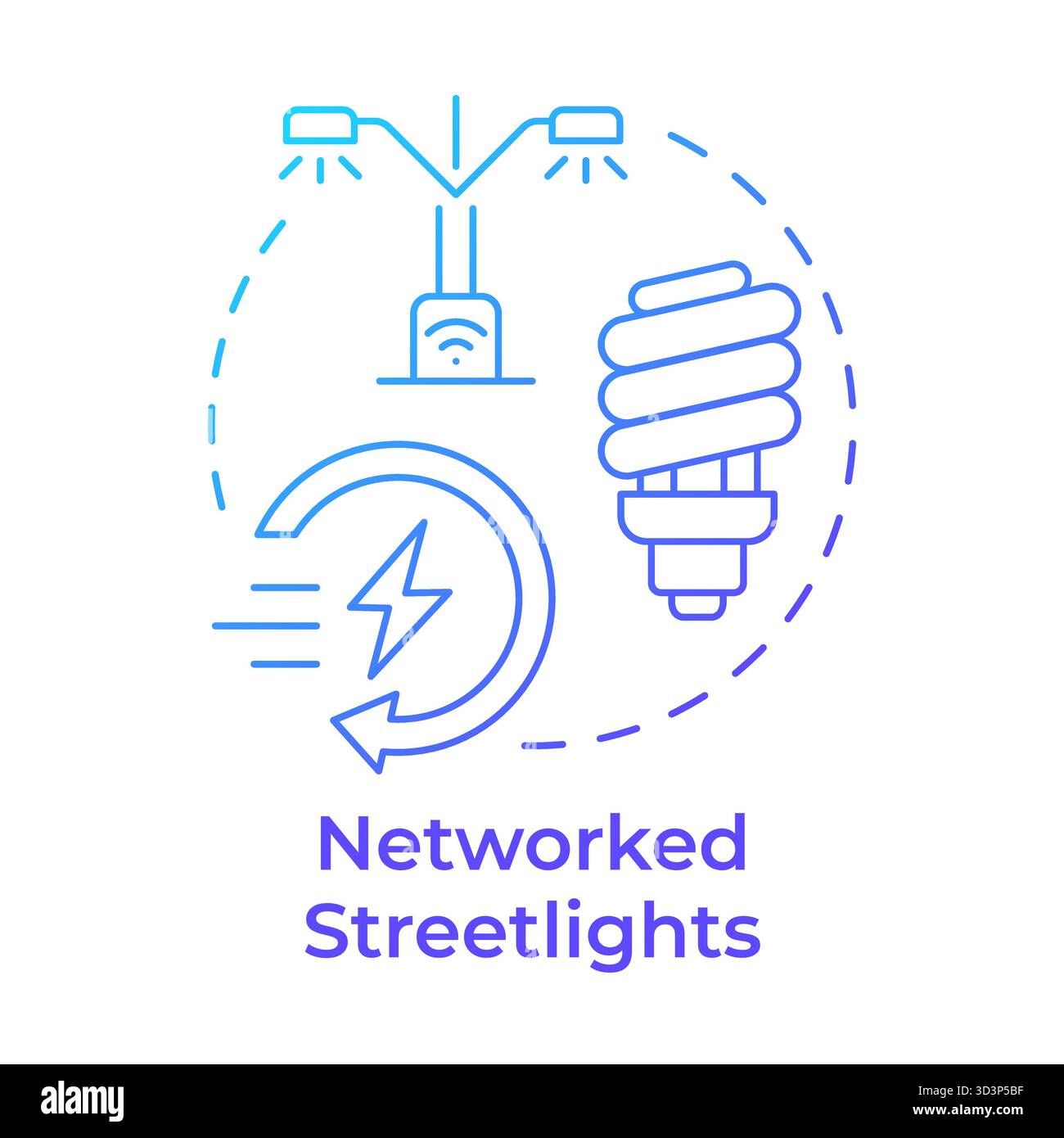 Networked streetlights blue gradient concept icon Stock Vector
