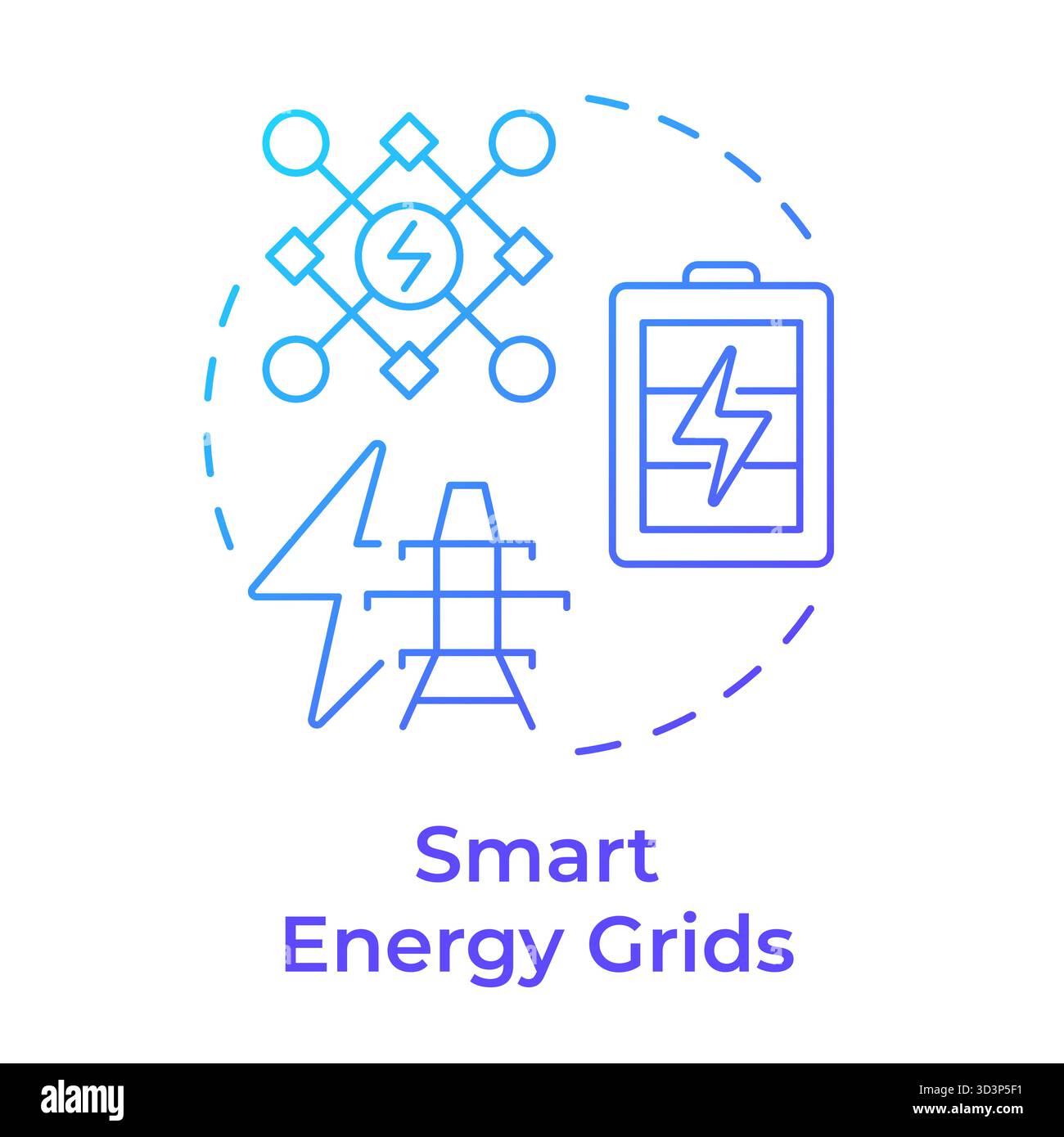 Smart energy grids blue gradient concept icon Stock Vector